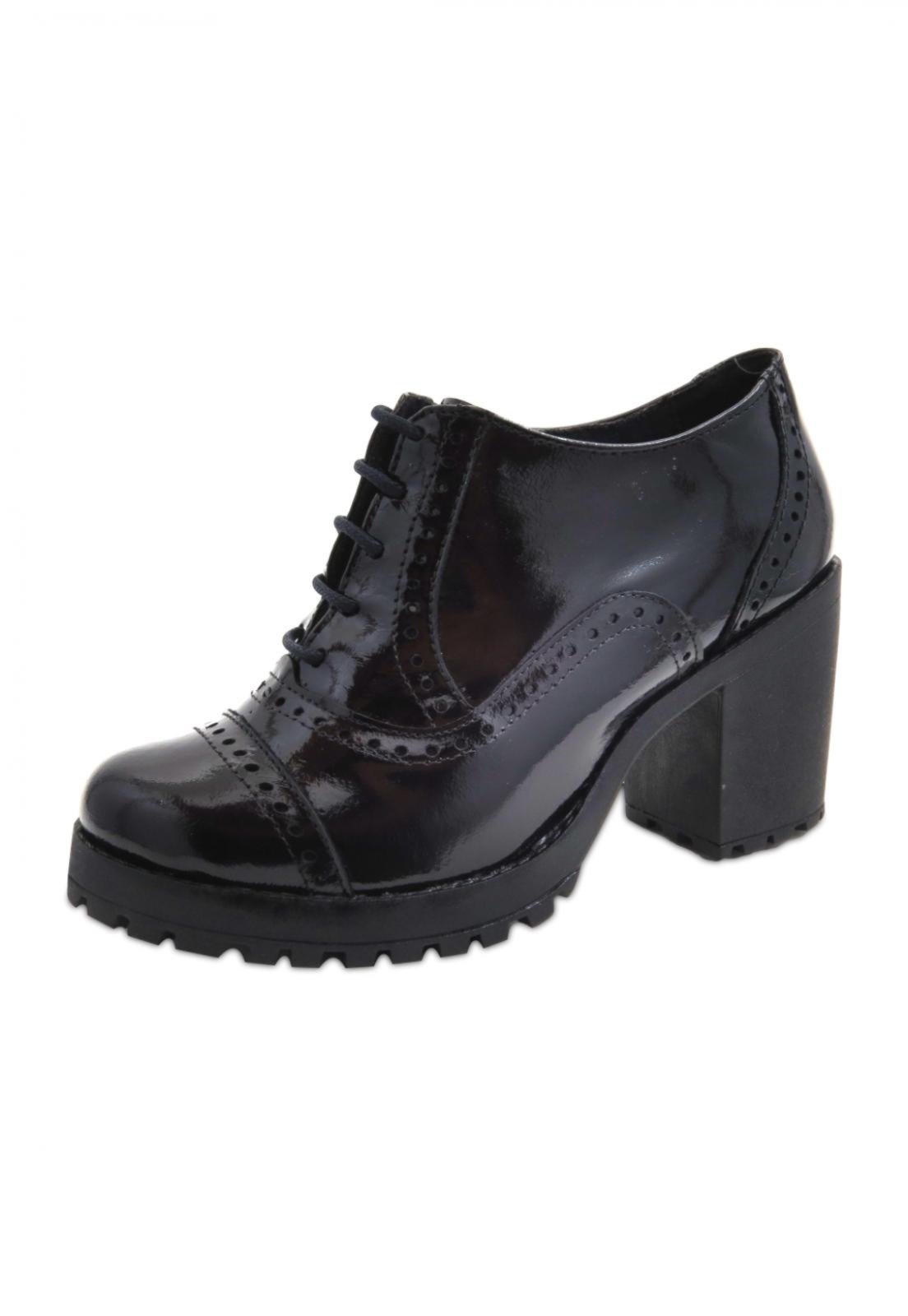 sapato oxford feminino preto couro